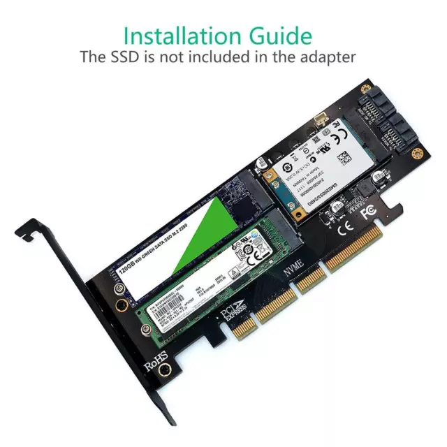 3 in 1 Msata PCIE M.2 NGFF Key E NVME SATA SSD to PCI Express 4X SATA3 Apapter 2