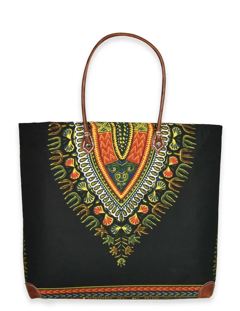 Mhateria - Borsa grande da spiaggia in paglia - 42 [Colore: Nero]