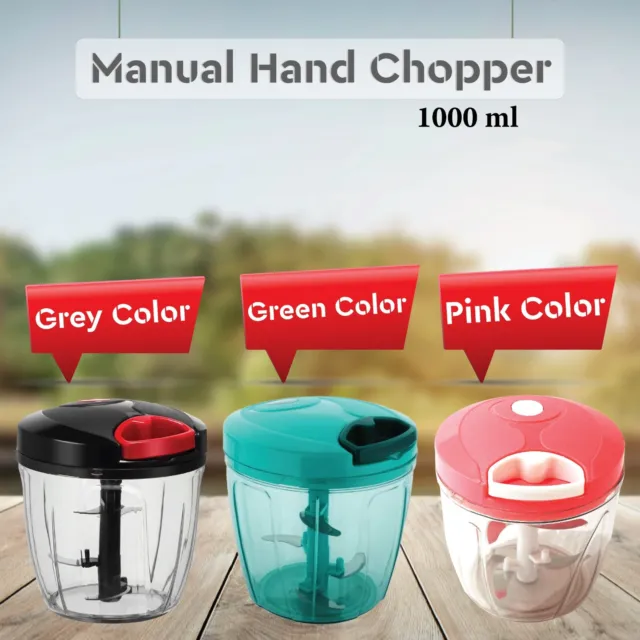 Pull String Hand Chopper Manual Food Processor To Slice Kitchen Tool 1000ml UK