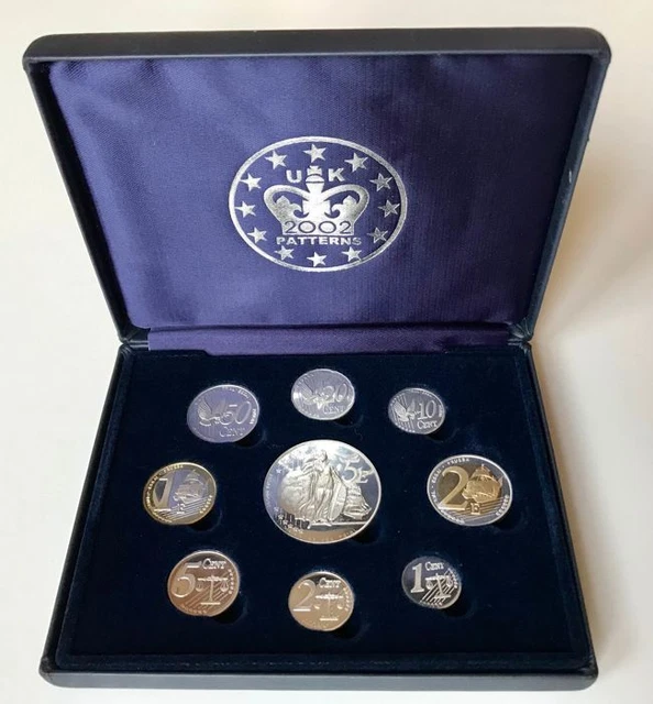 2002 UNITED KINGDOM Pattern Euro Type Coin Collection (8
