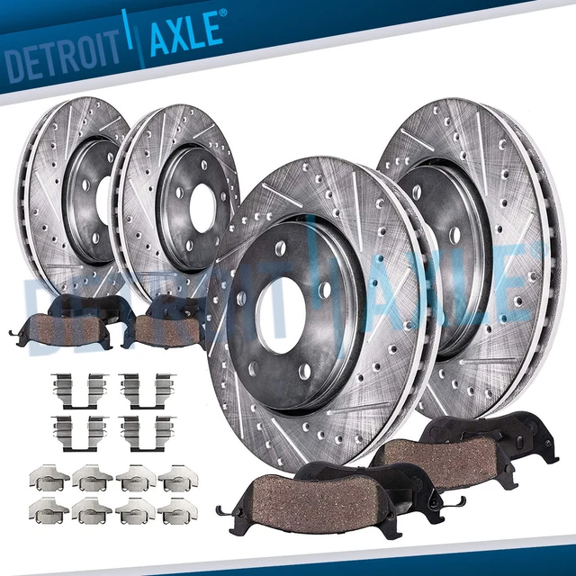FRONT & REAR Drilled Rotors Brake Pads for Chevy GMC Silverado Sierra