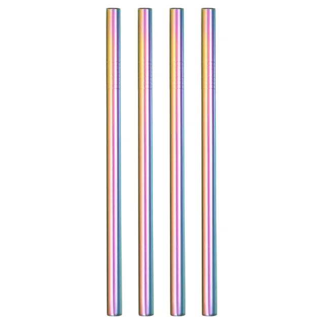 4Pcs Reusable Metal Straws, 9.5" Stainless Steel (Straight, Colorful)