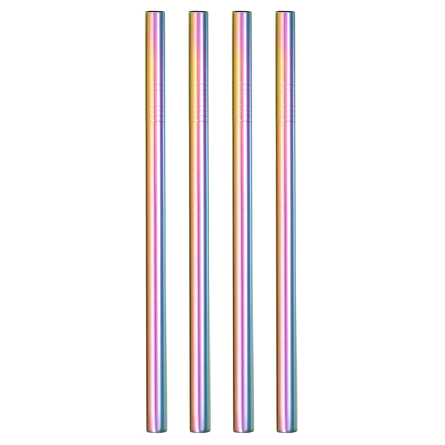 4Pcs Reusable Metal Straws, 9.5" Stainless Steel (Straight, Colorful)