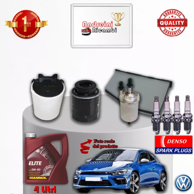 Kit Tagliando Filtri Olio Candele Vw Scirocco Iii 1.4 Tsi 90Kw 122Cv Dal 2014 ->