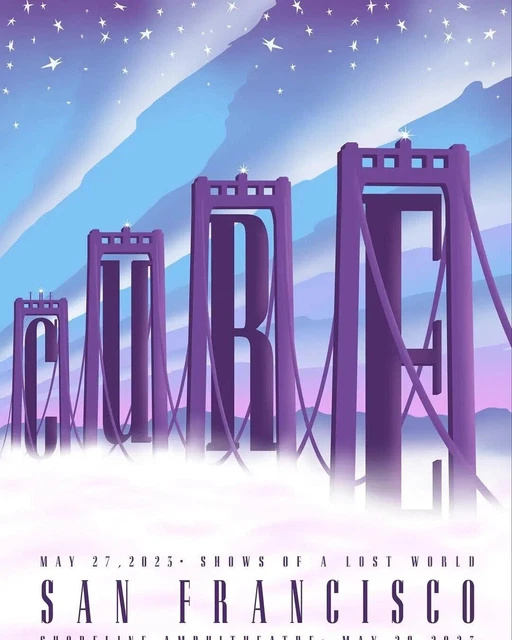 The Cure Official Poster 5/27/23 Shoreline San Francisco