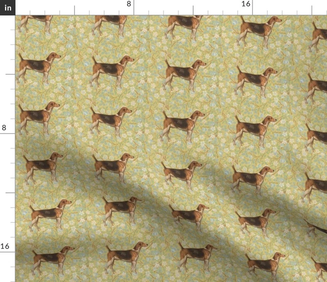 Hound Dog Floral Toile Equestrian Horse Flowers Spoonflower Fabric by the Yard