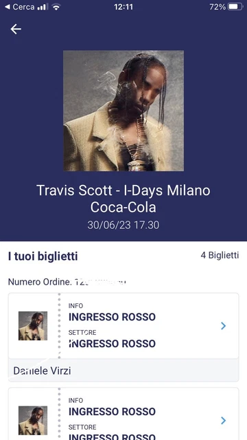 Biglietti Travis Scott REGOLAR SETTORE ROSSO 30 Giugno 2023 Ippodromo Milano