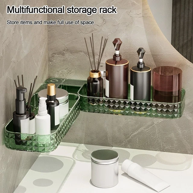 CORNER BATHROOM WALLMOUNTED Shower Shelf Revolving Rack Wall Storage