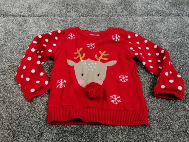 Maglione rosso Primark bambine tema natalizio età 12-18 mesi