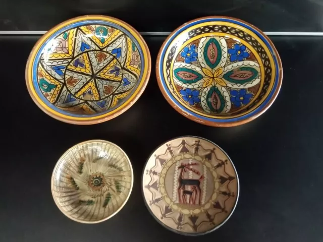 Ancienne Assiette horezu ou Plat à Couscous en Terre cuite émaillée, Maroc Grèce