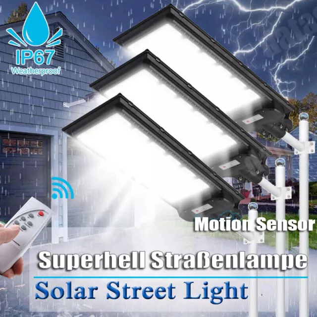 LED Solarlampe Straßenlampe Bewegungsmelder Straßenlaterne Hofbeleuchtung Fluter