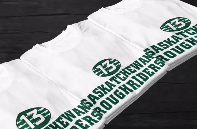 CFL Saskatchewan Roughriders 13th Man Printed T Shirt sz S - 2XL NWOT NEW 3