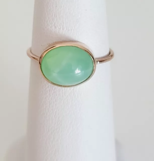 RARE! VINTAGE Solid 14K ROSE GOLD OVAL LINDE GREEN MINT STAR SAPPHIRE RING