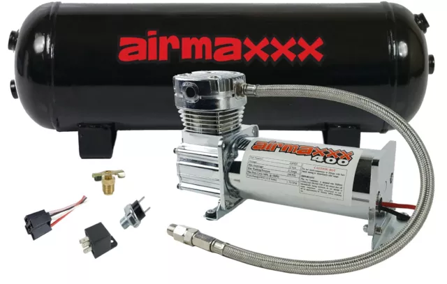 airmaxxx Chrome 400 Air Compressor 3 Gallon Air Tank Drain 165 on 200 off Switch