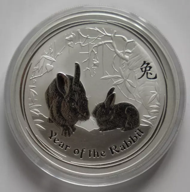 2 OZ Silber Münze Lunar II Jahr des Hasen 2011 Australien Rabbit 2$ Dollars Hase