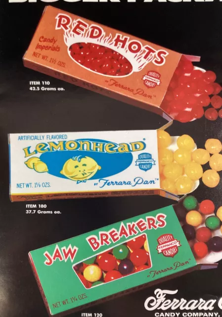 Jaw Breakers Candy Print Ad Original Vintage 1981 Rare VHTF Lemon Heads Ferrara