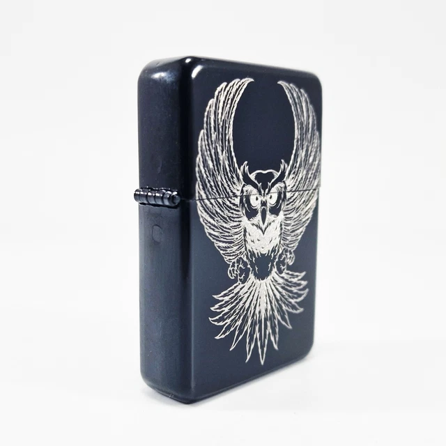 BRAND NEW -  DESIGNED BRUSHED STYLED CIGARETTE PETROL LIGHTER - Leaf Owl