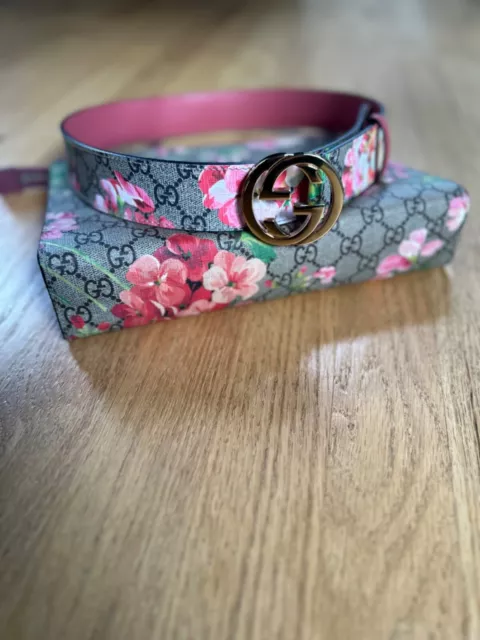 WOMEN S GUCCI GG Blooms Belt Pink Floral 204.00 PicClick UK