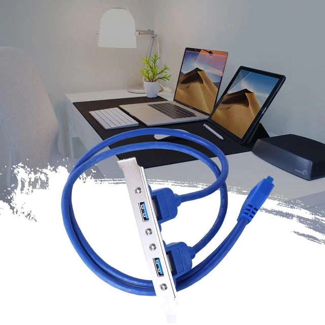 USB 3.0 Back Panel Expansion Bracket to 20pin Header Blue Hot Sale 2-Port R9T4