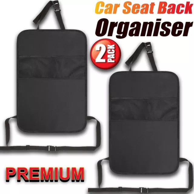 2x Car Back Seat Organiser Storage Holder Tidy Kick Mat Protector Pocket Premium