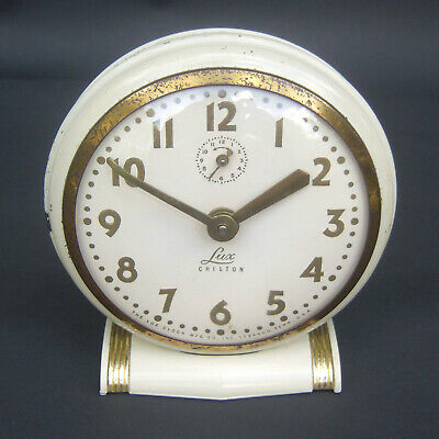 Vintage Lux Chilton Tin Wind Up Alarm Clock Mid Century Modern Made USA