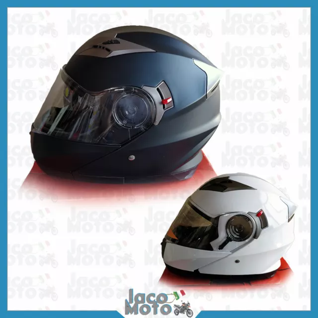 Casque Moduler Approuvé Double Visière Moto Scooter Helmet Noir ECE-22-05