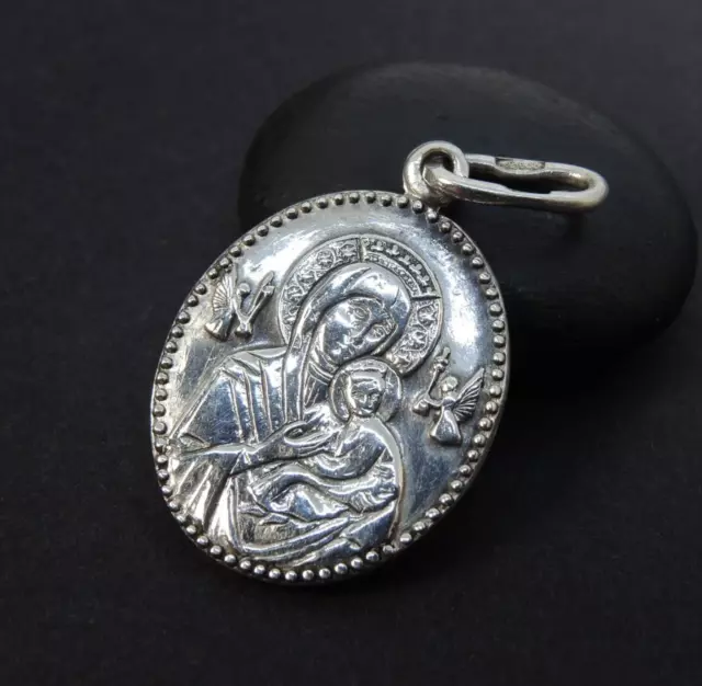 Pendant Bless Virgin Mary 925 Silver Christian Cross Charm St Mother God Jesus