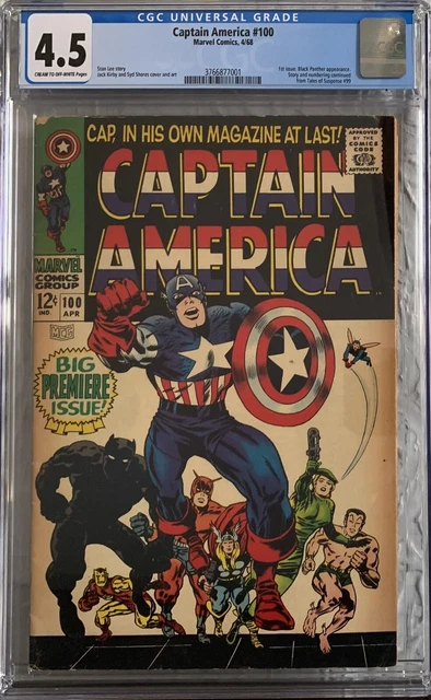 Captain America #100 Cgc 4.5 Vg+ 1968 1St Solo Series Marvel Comics