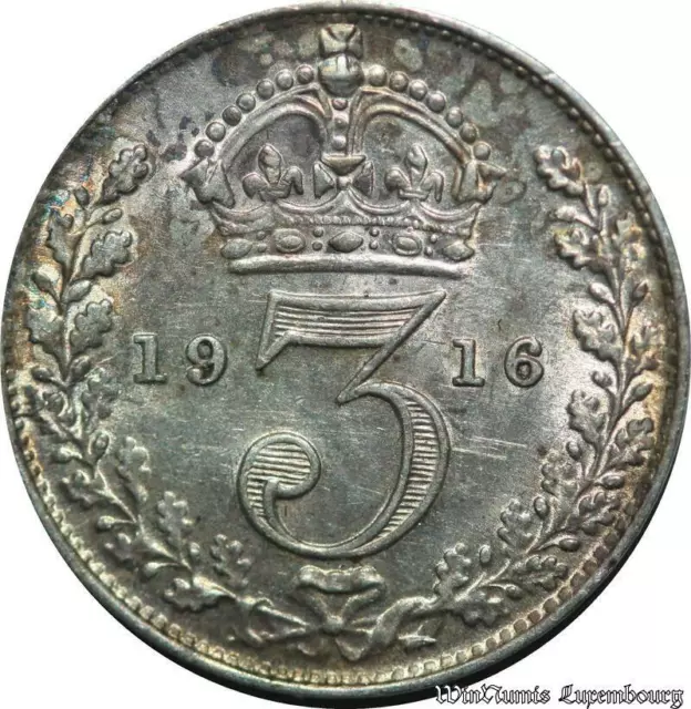 C8166 UK 3 Pence George V 1916 Silver UNC -> Make offer