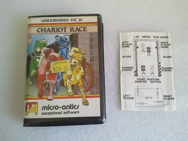 Vintage Commodore Vic 20 Computer Tape: Chariot Race - Tested