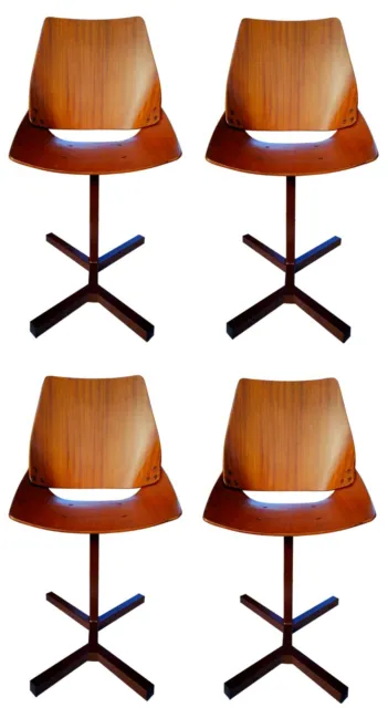Conjunto De 4 Sillas Lupina Chair Diseño Niko Kralj para Stol Kamnik 1960 Madera