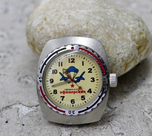 Montre Vintage VOSTOK AMPHIBIA URSS Années 70 - Mécanique Automatique, Style Militaire, Cadran Bleu CCCP