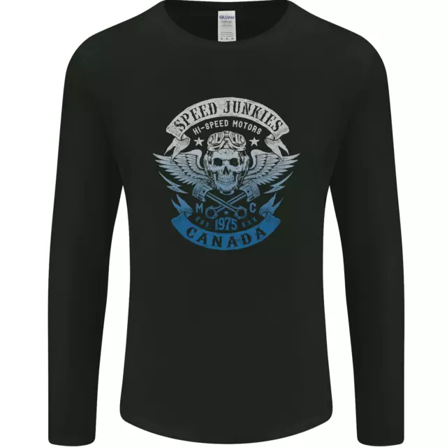 Canada Speed Junkies Biker Motorcycle Mens Long Sleeve T-Shirt