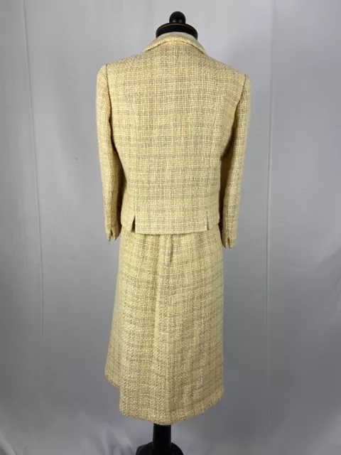 Ben Zuckerman Size Medium True Vintage Wool Pale Yellow Skirt Suit 2