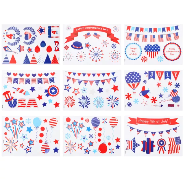 9 Sheets Pvc Independence Day Wall Sticker Electrostatic Festival Window