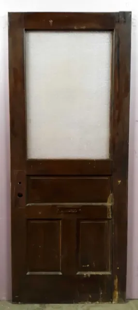 31.5"x80 Antique Vintage Old SOLID Wood Wooden Door Panels Window Textured Glass 2