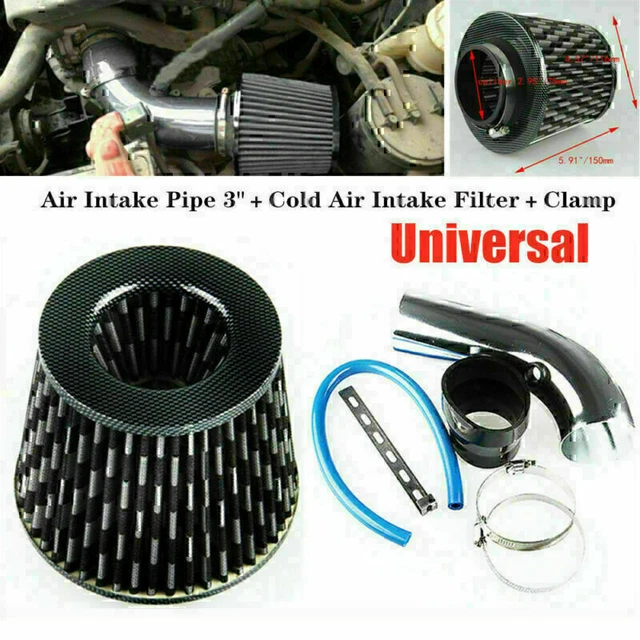 CNC Aluminum Car Air Intake Kit Pipe Diameter 3"＋ Cold Air Filter＋Clamp + Hose