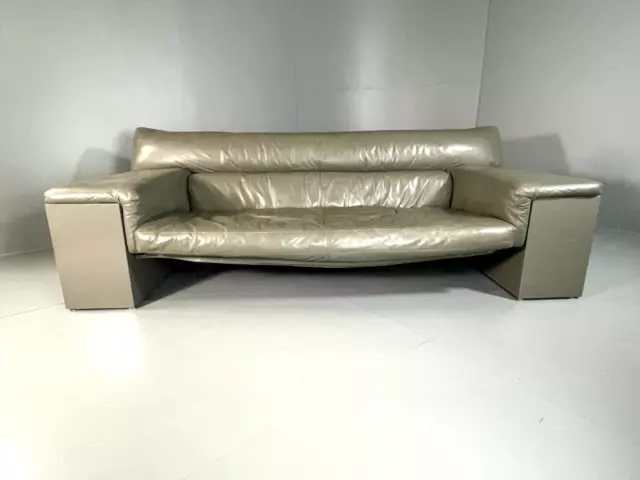 EB5879 Vintage Knoll Cine Boery Grey Leather Sofa, Retro, MCM. M3SS