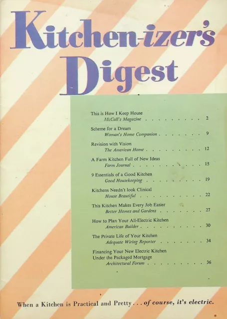 1950-60s KITCHEN-IZERS DIGEST BOOKLET  GREAT VINTAGE COLOR KITCHENS PICS- E11-D