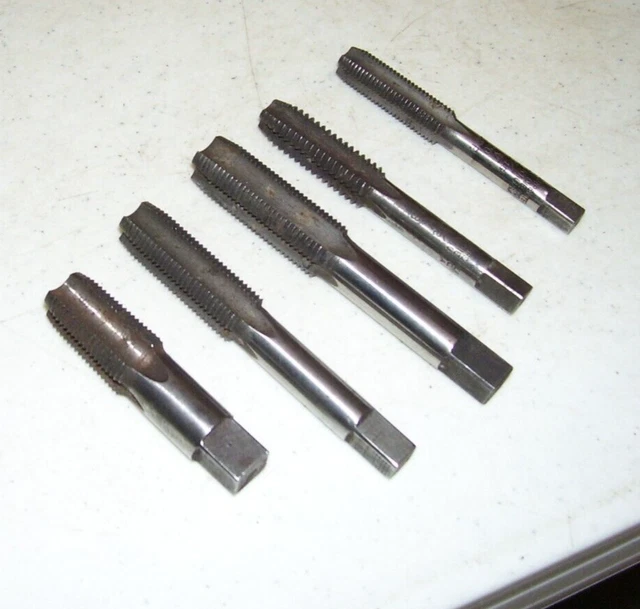 LOT OF 5 J.M. CARPENTER 4 FLUTE TAPS, 7/16" to 5/8"