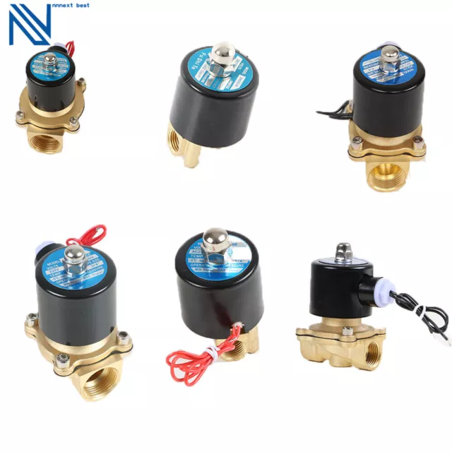 AC 220V DC 12V-24V Normal Closed Electric Solenoid Valve Water Air Brass N/C AU