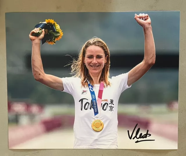 Annemiek Van Vlueten Hand Signed 10x8 Tokyo 2020 Olympics Cycling Photo PROOF