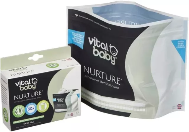 Vital Baby NURTURE Microwave Sterilising Bags - Reusable Sterilising Bags - Lig