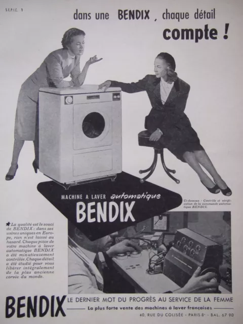Publicité De Presse 1951 Machine A Laver Automatique Bendix - Advertising