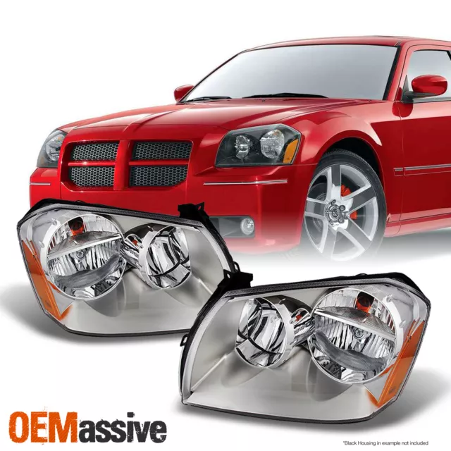 Fit 2005-2007 Dodge Magnum SE SRT SXT RT Clear Replacement Headlights Left+Right