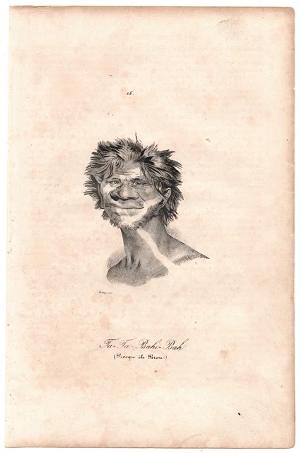 1839 Jacques Arago ABORIGINAL engraving ~ Ta-Ta-Bahi-Bah ~ ile Perou AUSTRALIA