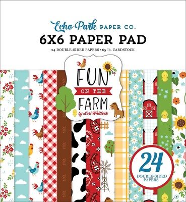 Echo Park - Diversión en la granja - Almohadilla de papel 6x6 24 hojas de doble cara familia