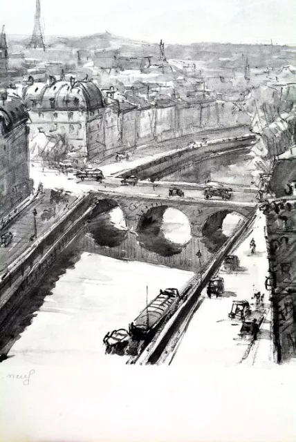 Gravure Ancienne Krofft Le Pont-Neuf 19Eme