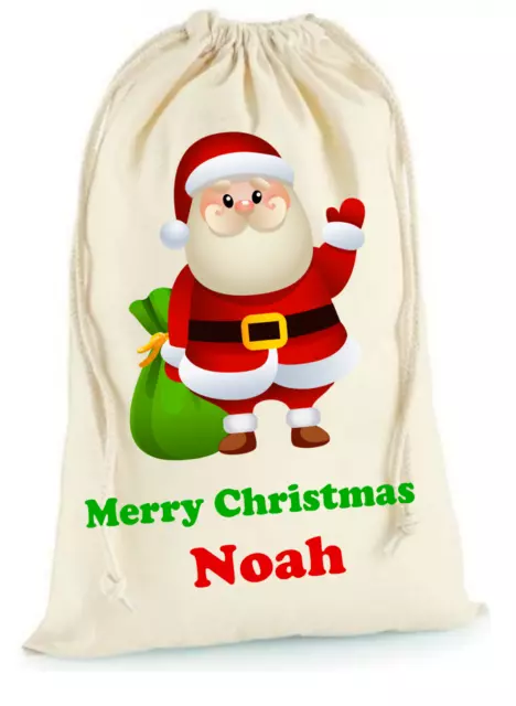 Personalised Christmas Santa Sack Xmas Stocking Gift Bag Present Cute ALL SIZES
