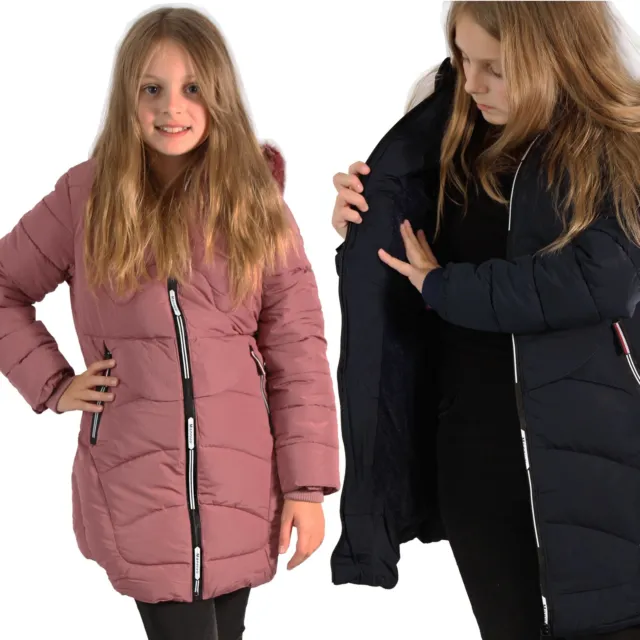 Cappotto invernale ragazza giacca trapuntata bambini arte pelliccia rivetti colletto foderato